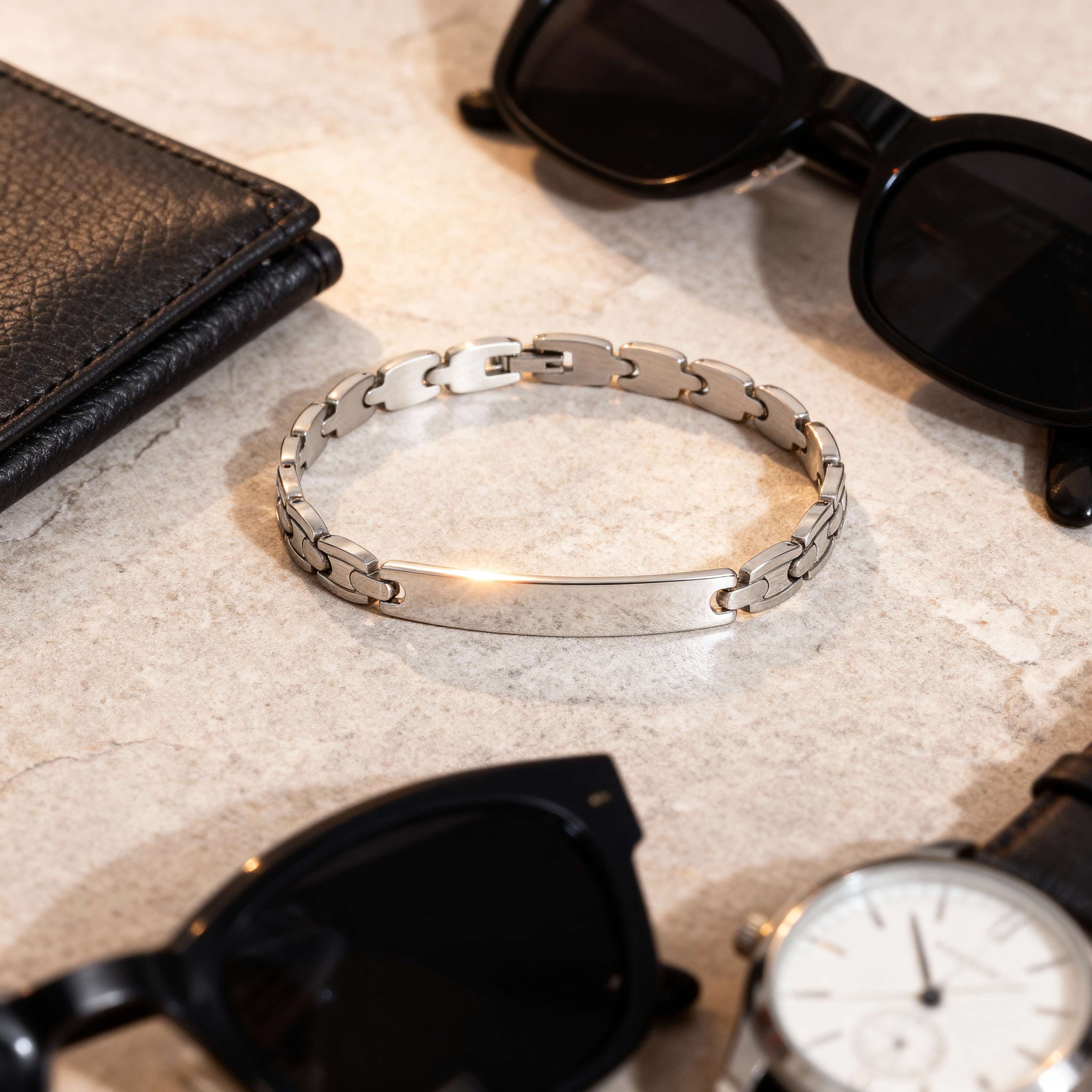 men's stainless steel blank bracelet