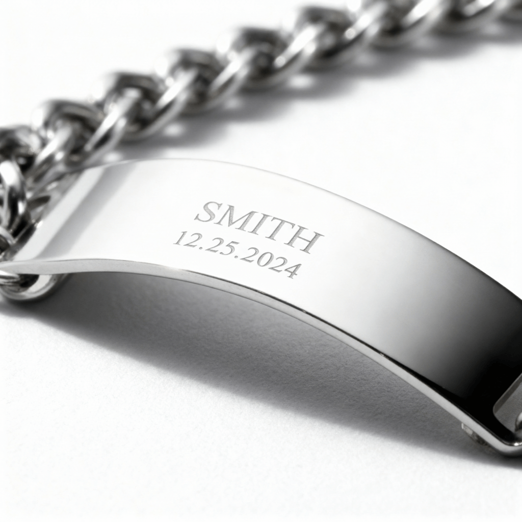 Gold ID Bracelet – Stainless Steel Curved Bar Blank ID Bar, Durable PVD Coated Jewelry