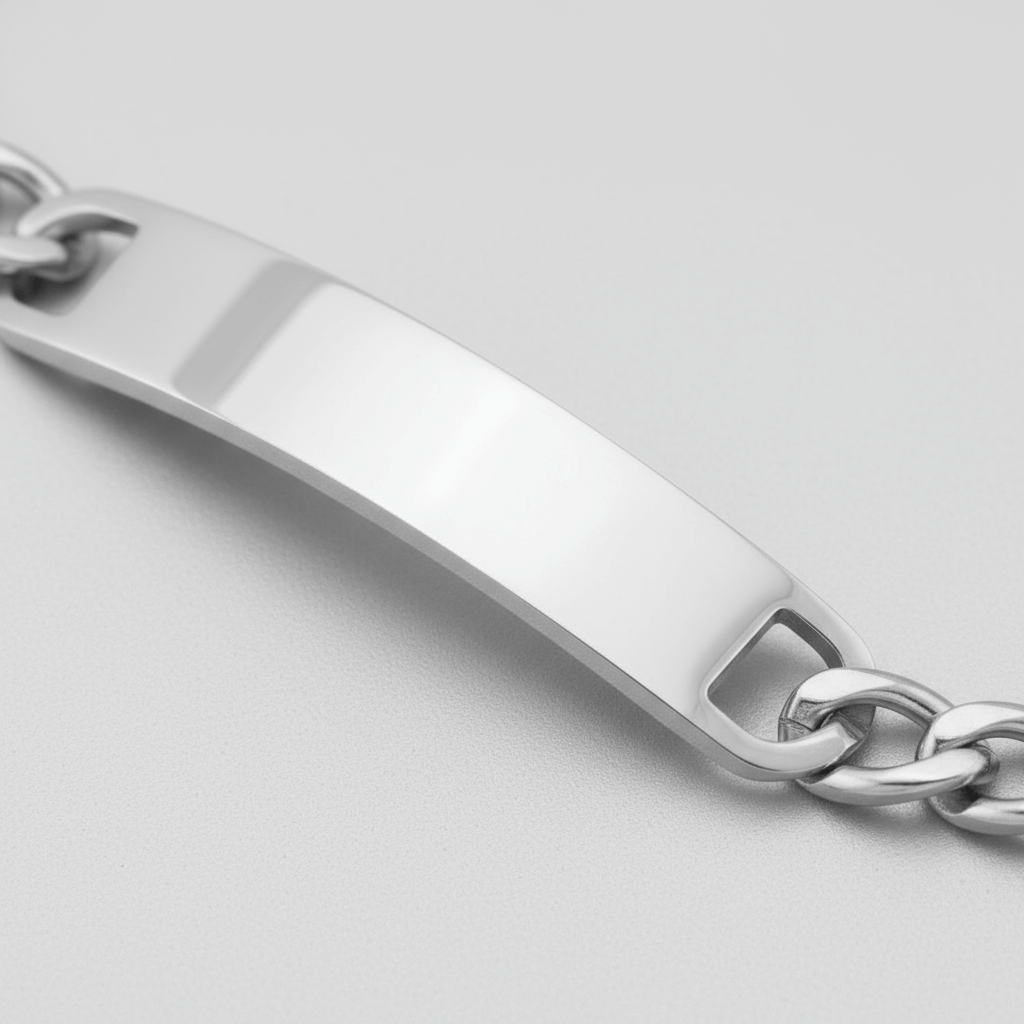 Gold ID Bracelet – Stainless Steel Curved Bar Blank ID Bar, Durable PVD Coated Jewelry