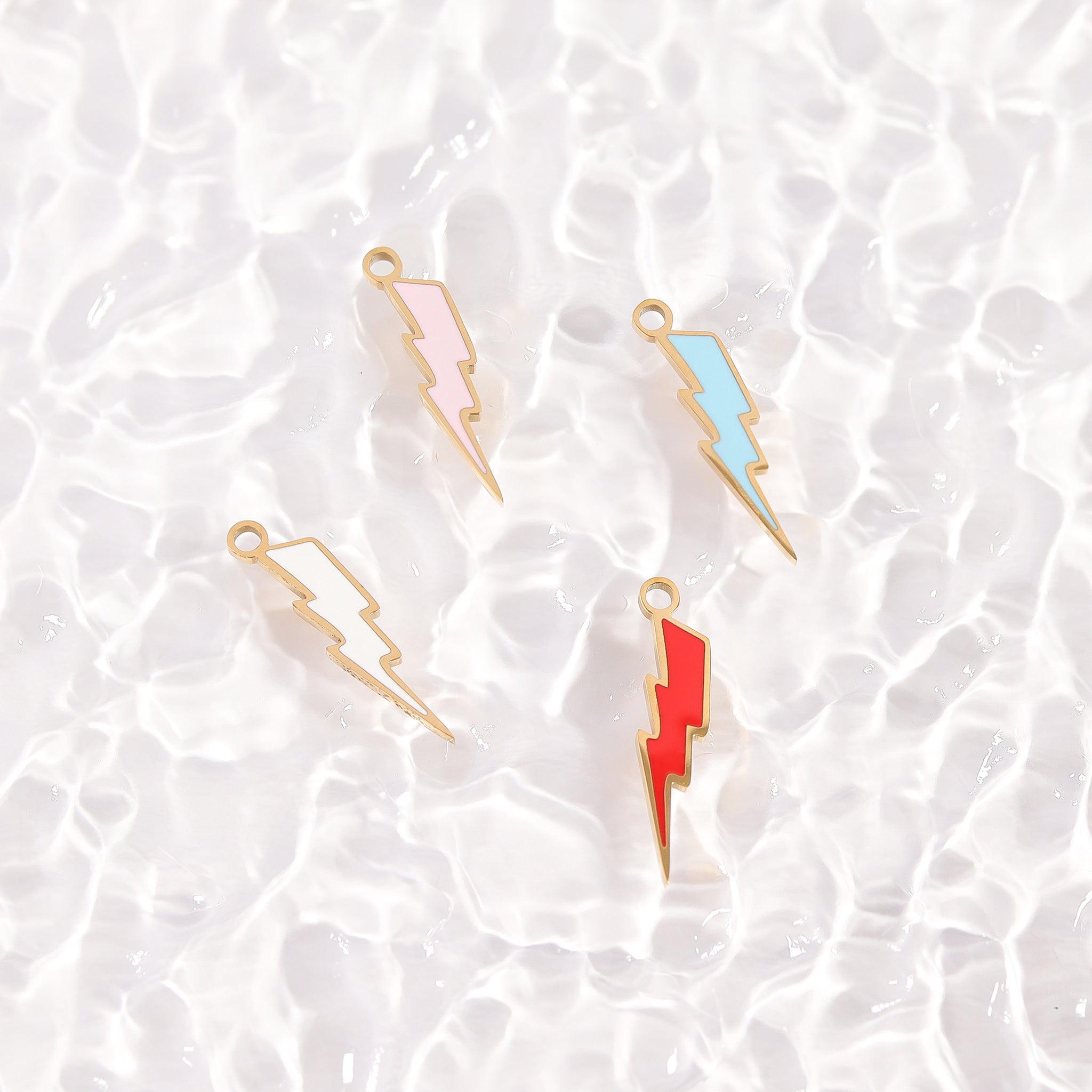 Lightning Bolt Charm – 18K Gold Plated Stainless Steel Pendant Jewelry Piece
