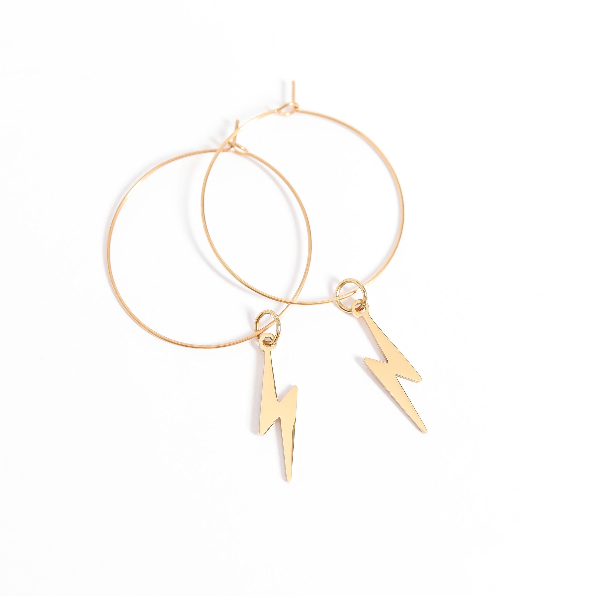 Gold Hoop Earrings – Lightweight 18K Gold Wire Hoops | Hypoallergenic Stainless Steel