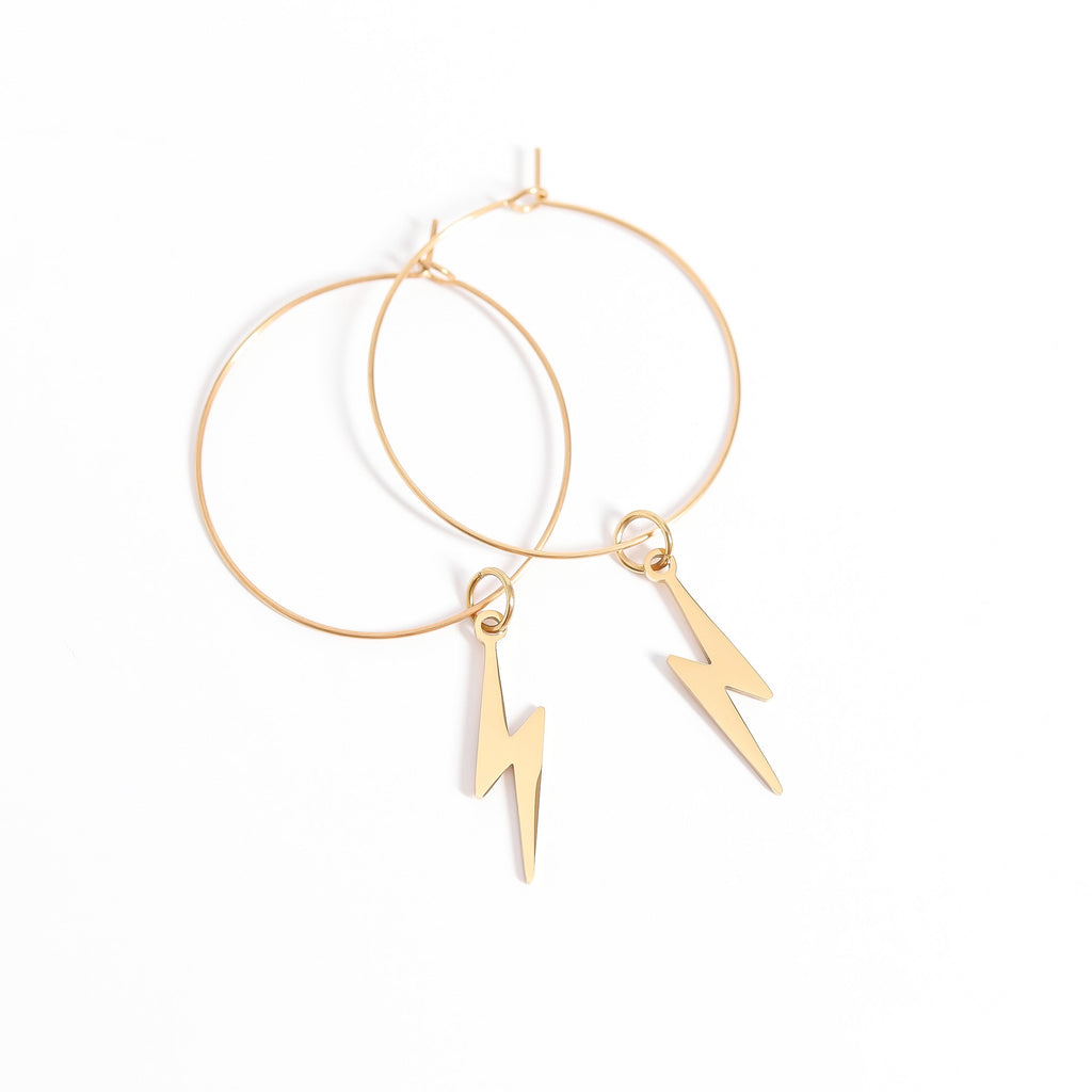 Gold Lightning Bolt Charm – 18K Gold Charm Pendant | Non Tarnish Stainless Steel