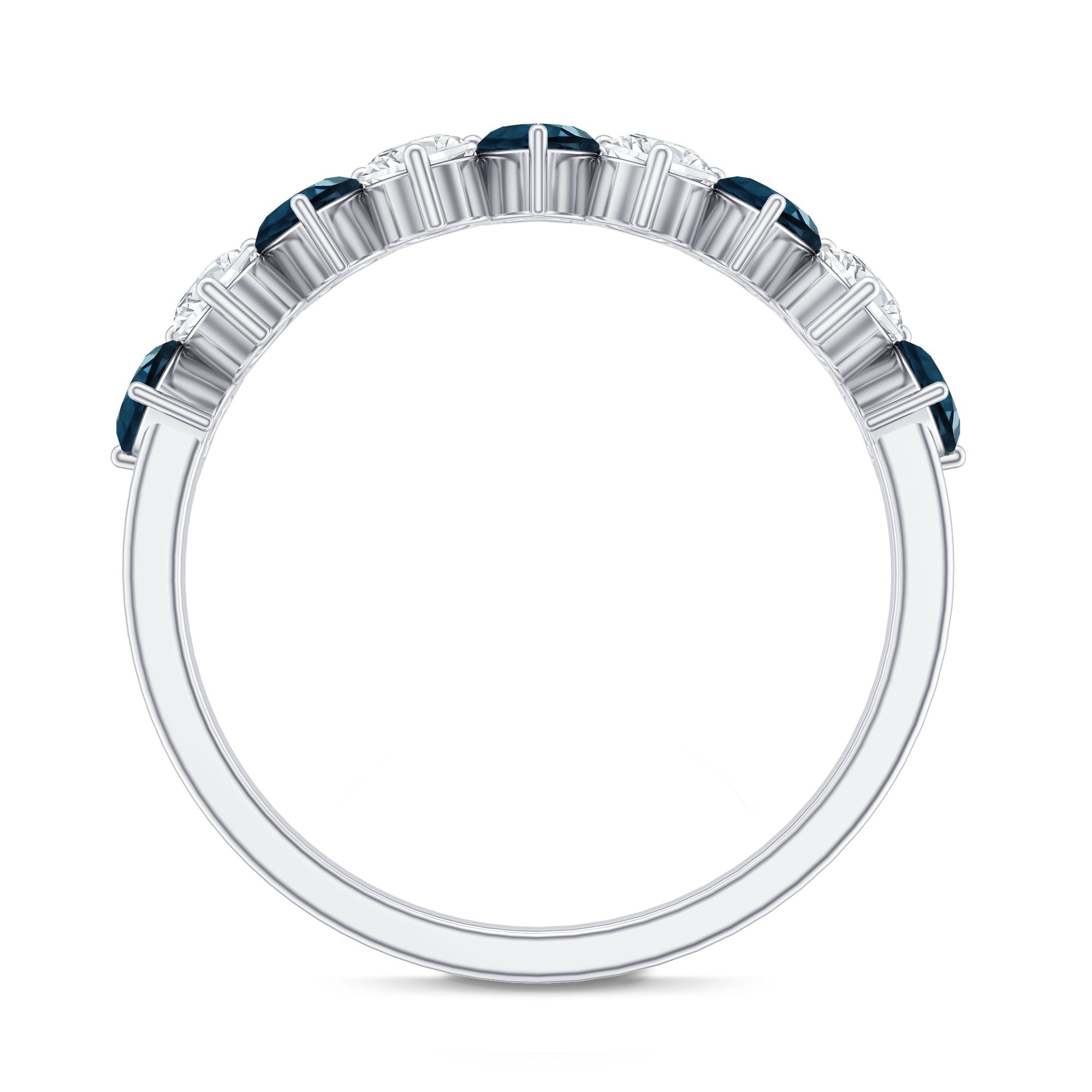 London Blue Topaz and Moissanite Heart Eternity Band