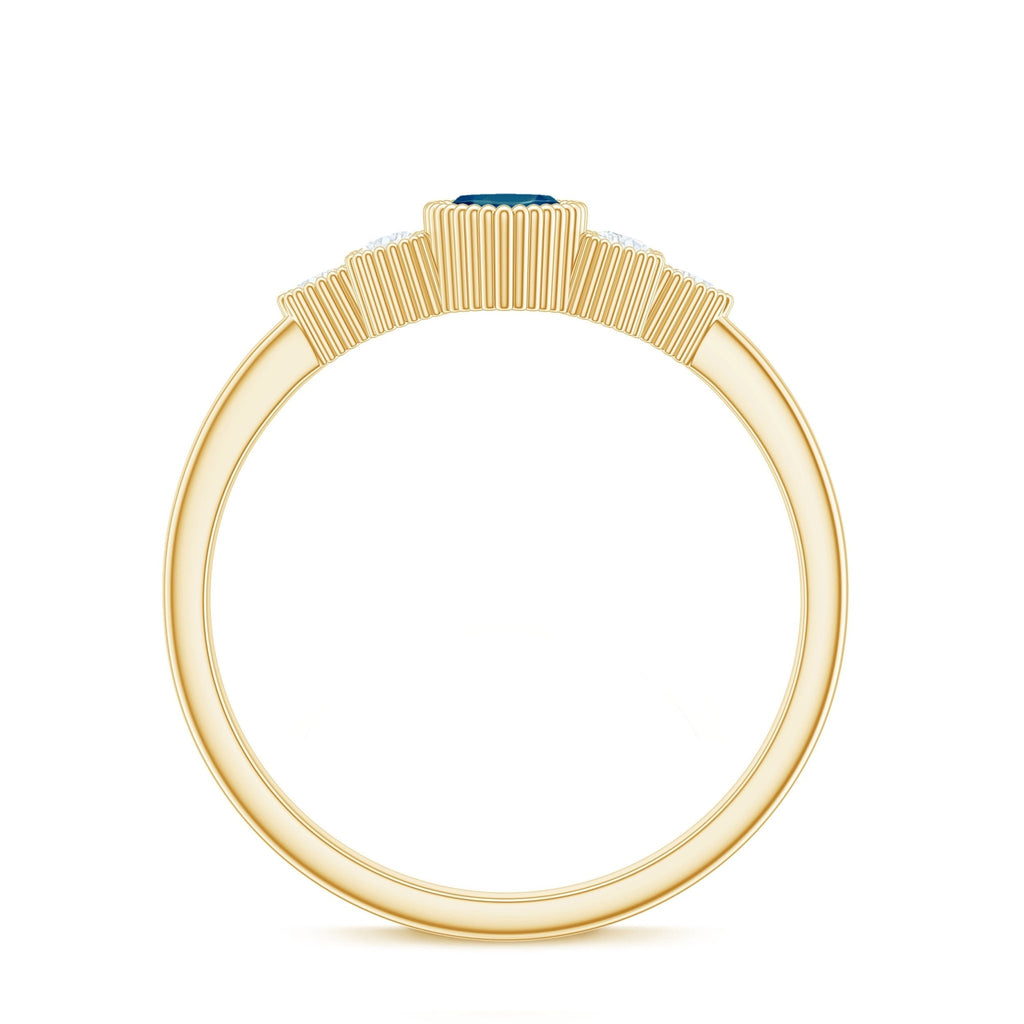 London Blue Topaz Marquise Engagement Ring with Diamond Trio