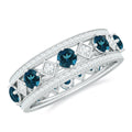 London Blue Topaz Vintage Inspired Eternity Band with Diamond