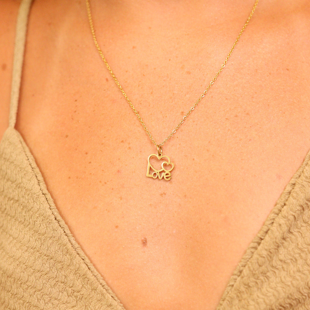 18K Gold Heart Charm – Cutout Love Pendant | PVD Coated Stainless Steel Jewelry