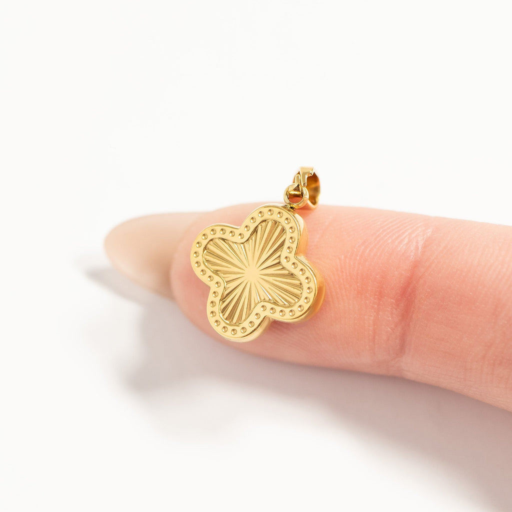 Lucky Clover Charm - 18K Gold PVD Stainless Steel Sunburst Pendant Gift - charm | Sunflower Soul Boutique