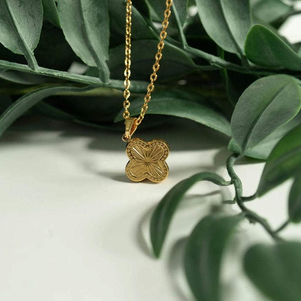 Lucky Clover Charm - 18K Gold PVD Stainless Steel Sunburst Pendant Gift - charm | Sunflower Soul Boutique