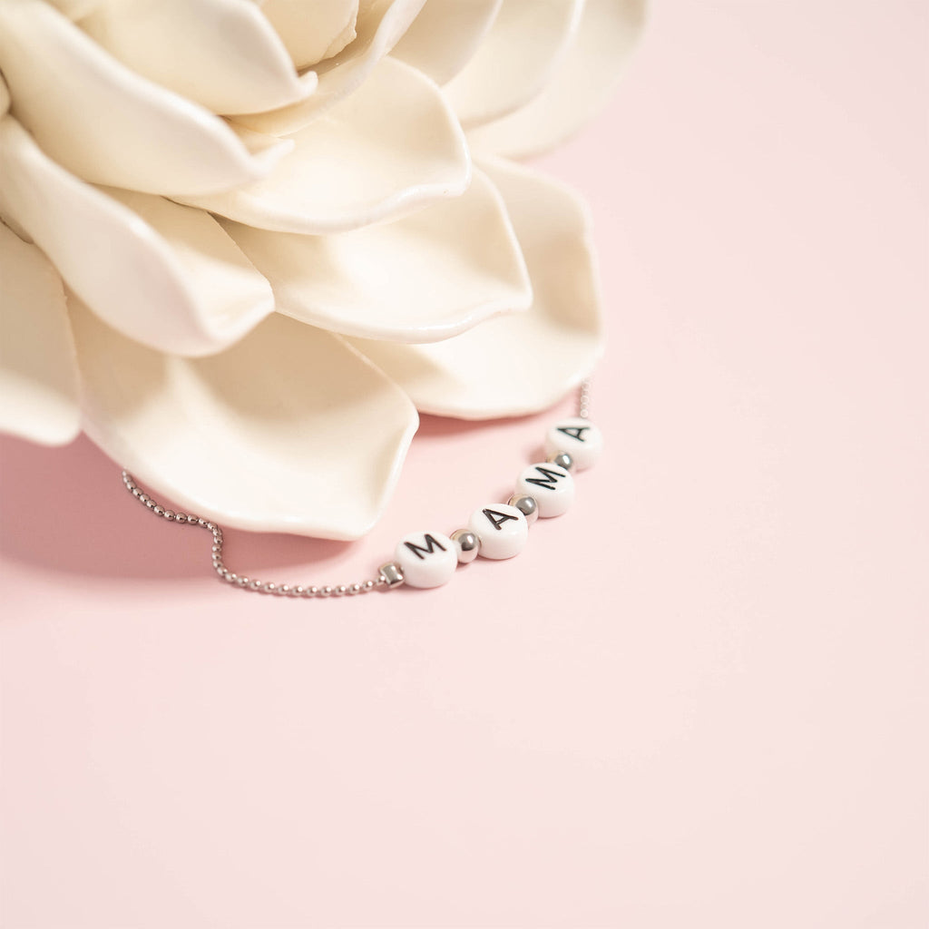 18K gold PVD Stainless Steel Beaded Mama Adjustable Bracelet