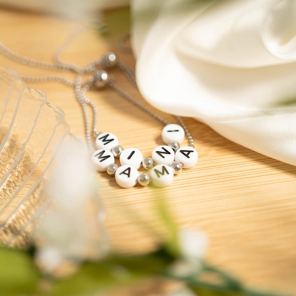 18K gold PVD Stainless Steel Beaded Mama Adjustable Bracelet