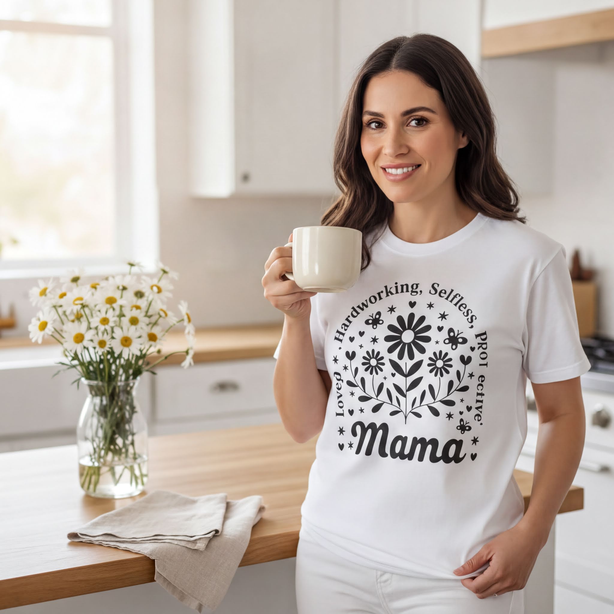 Mama Traits Floral Tee – Soft Cotton Unisex Casual Shirt | Gift For Mom - T-Shirt | Sunflower Soul Boutique