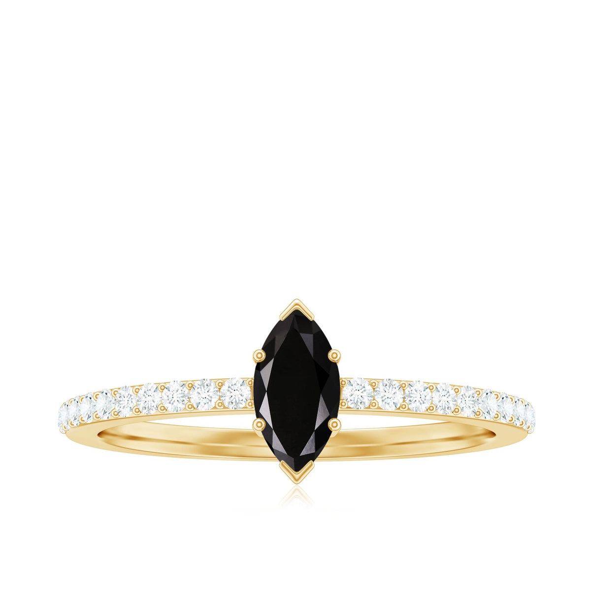 Marquise Black Spinel Diamond Promise Ring for Proposal