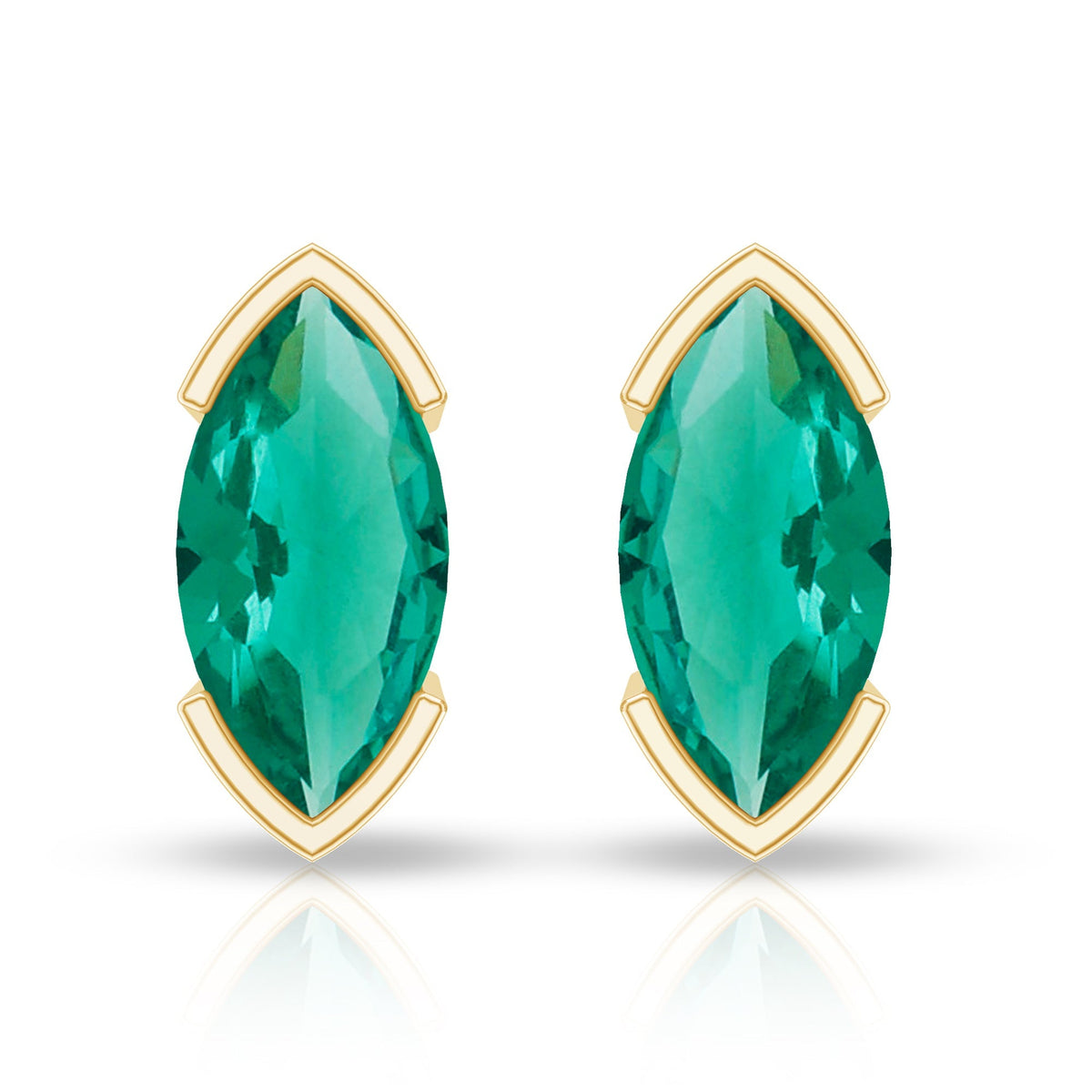 Marquise Cut Emerald Earrings – Lab Grown Solitaire Studs With Secure Screw Back