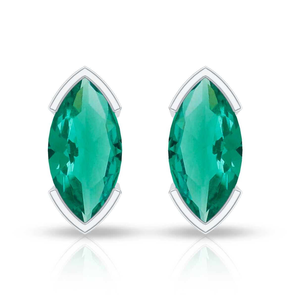 Marquise Cut Emerald Earrings – Lab Grown Solitaire Studs With Secure Screw Back
