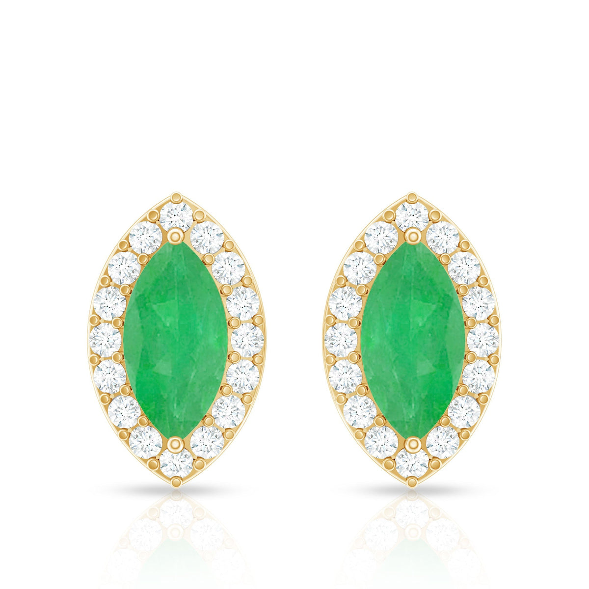 Marquise Emerald Earrings – AAA Quality Emerald Stud Earrings With Diamond Halo