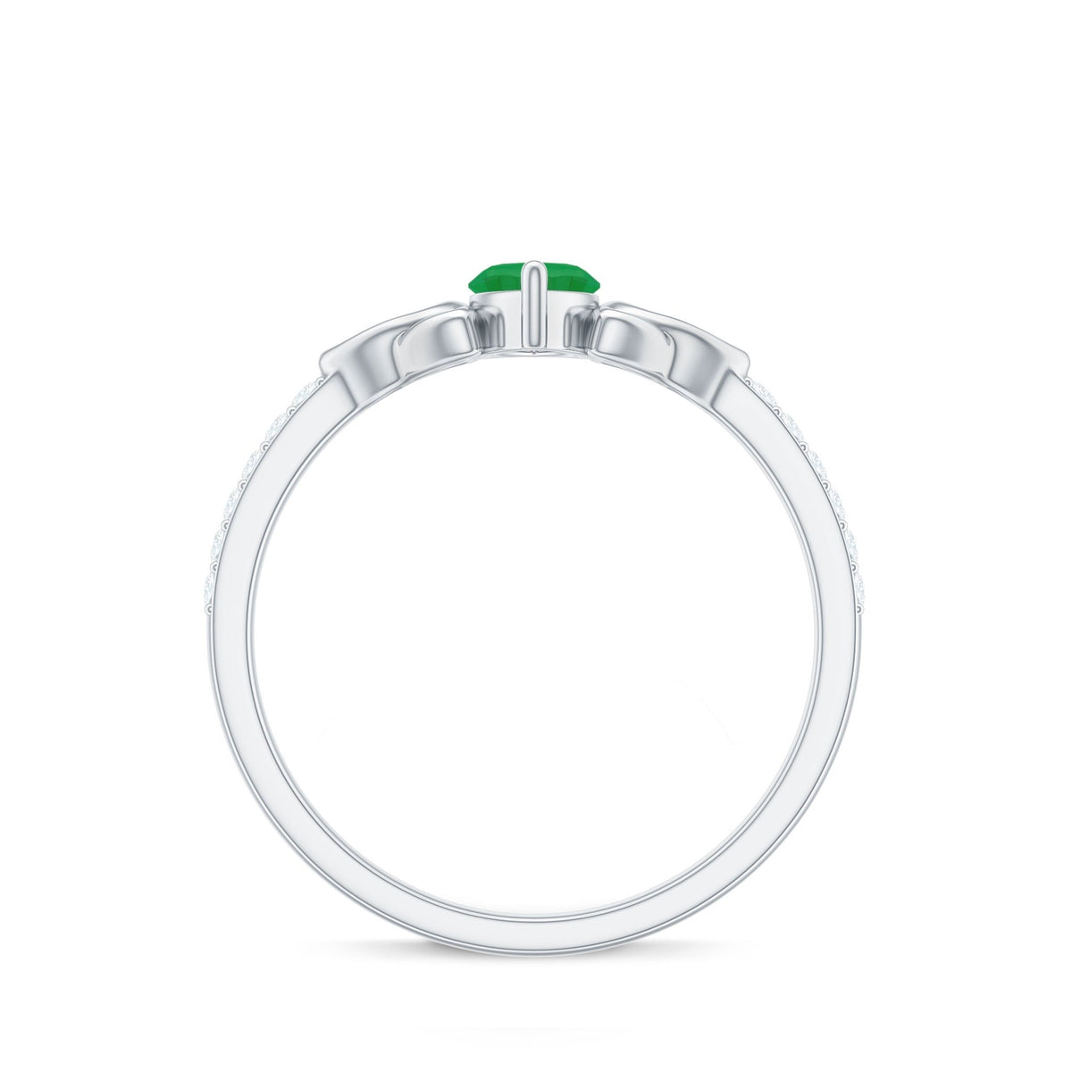 Marquise Emerald Promise Ring – Natural AAA Emerald, Diamond Accent, Celtic Knot Design