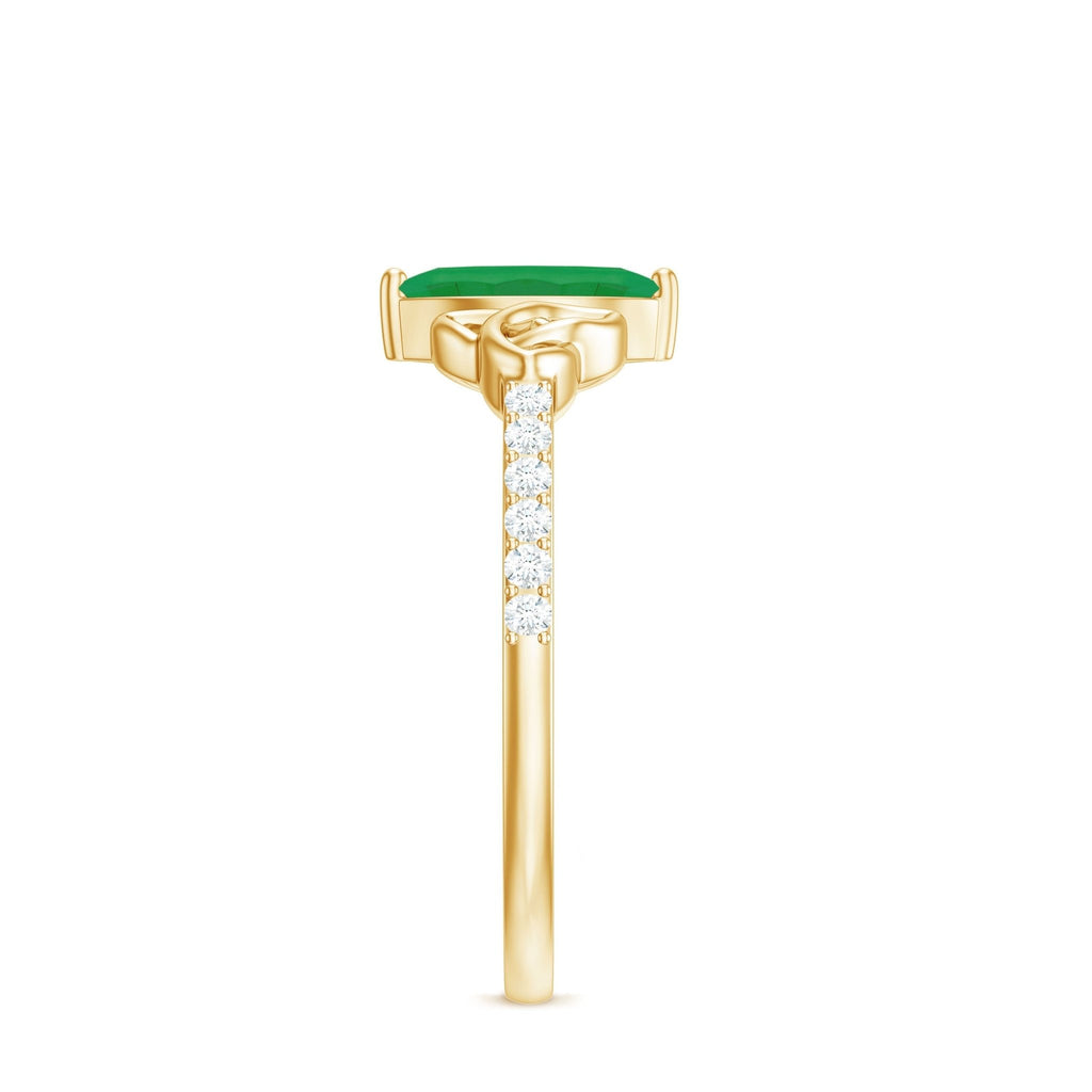 Marquise Emerald Promise Ring – Natural AAA Emerald, Diamond Accent, Celtic Knot Design