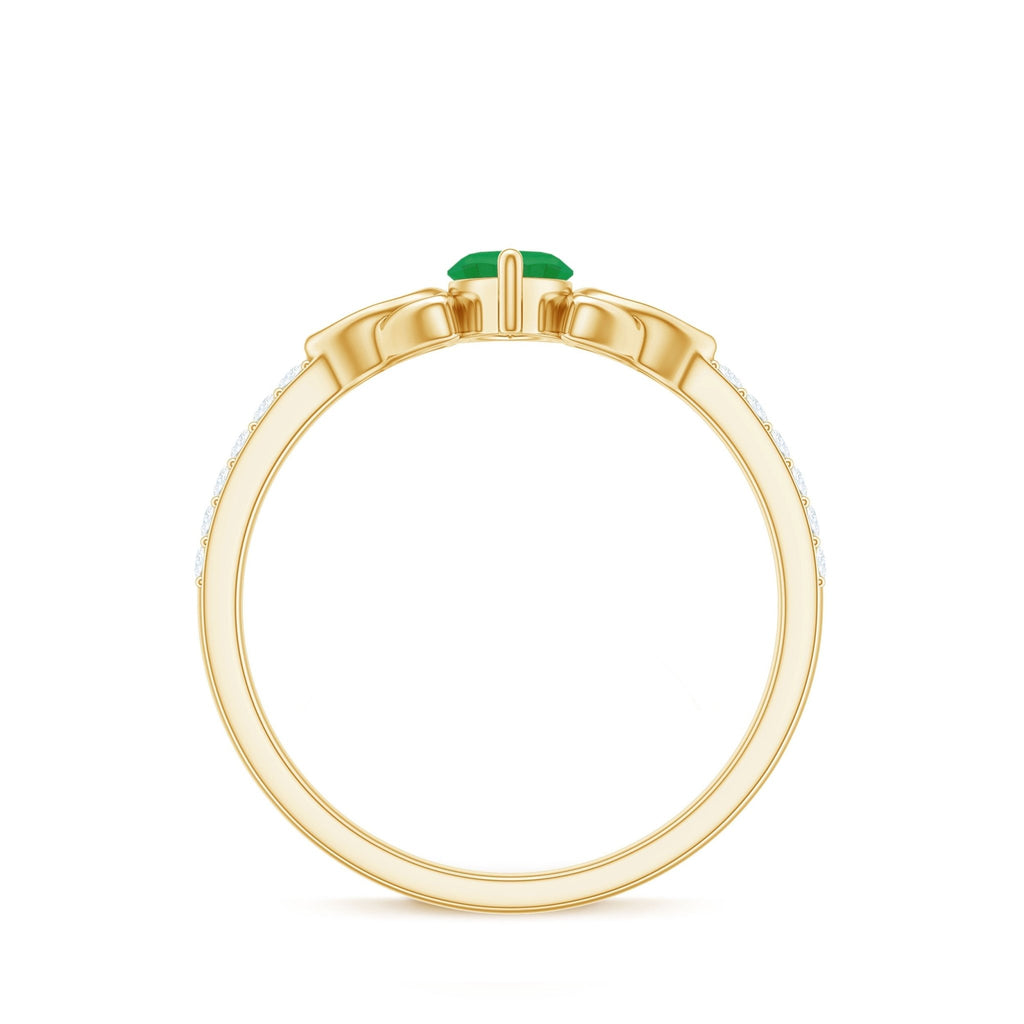 Marquise Emerald Promise Ring – Natural AAA Emerald, Diamond Accent, Celtic Knot Design