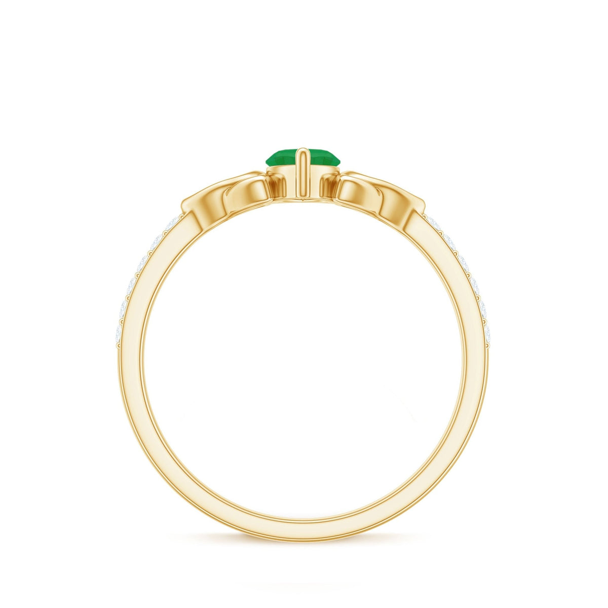 Marquise Emerald Promise Ring – Natural AAA Emerald, Diamond Accent, Celtic Knot Design