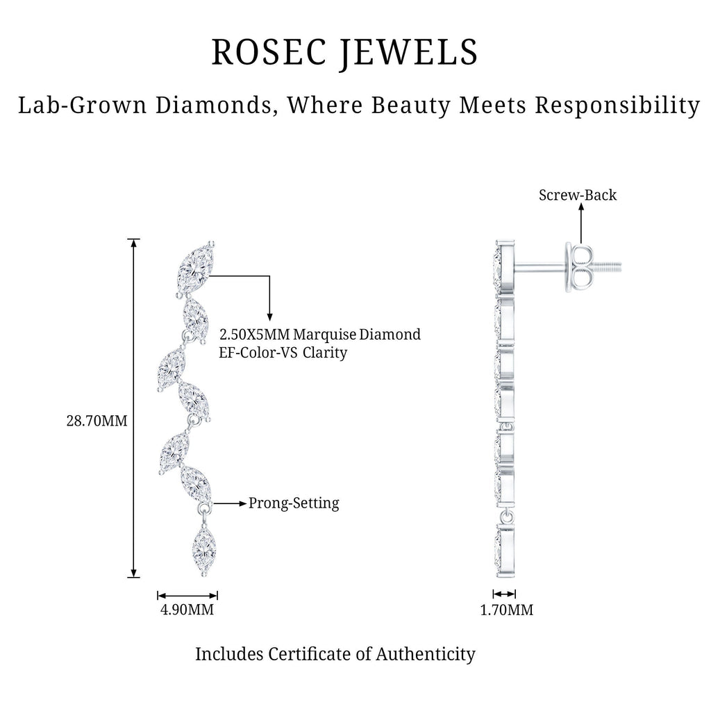 Marquise Lab Grown Diamond Bridal Dangle Earrings