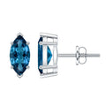 Marquise London Blue Topaz Solitaire Studs in Basket Setting