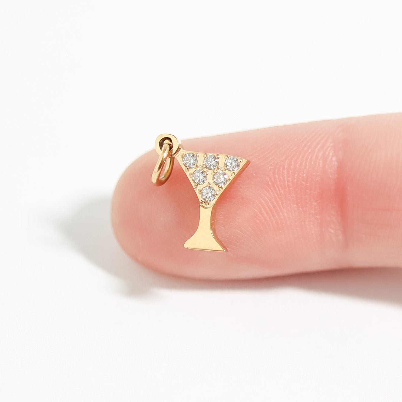Martini Glass Charm – 18K Gold Pendant with CZ | Hypoallergenic Jewelry Accessory - charm | Sunflower Soul Boutique