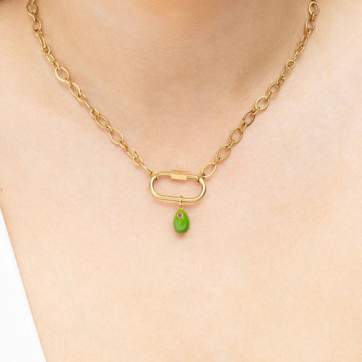 18K Gold PVD Stainless Steel Martini Olive Charm- gold model 