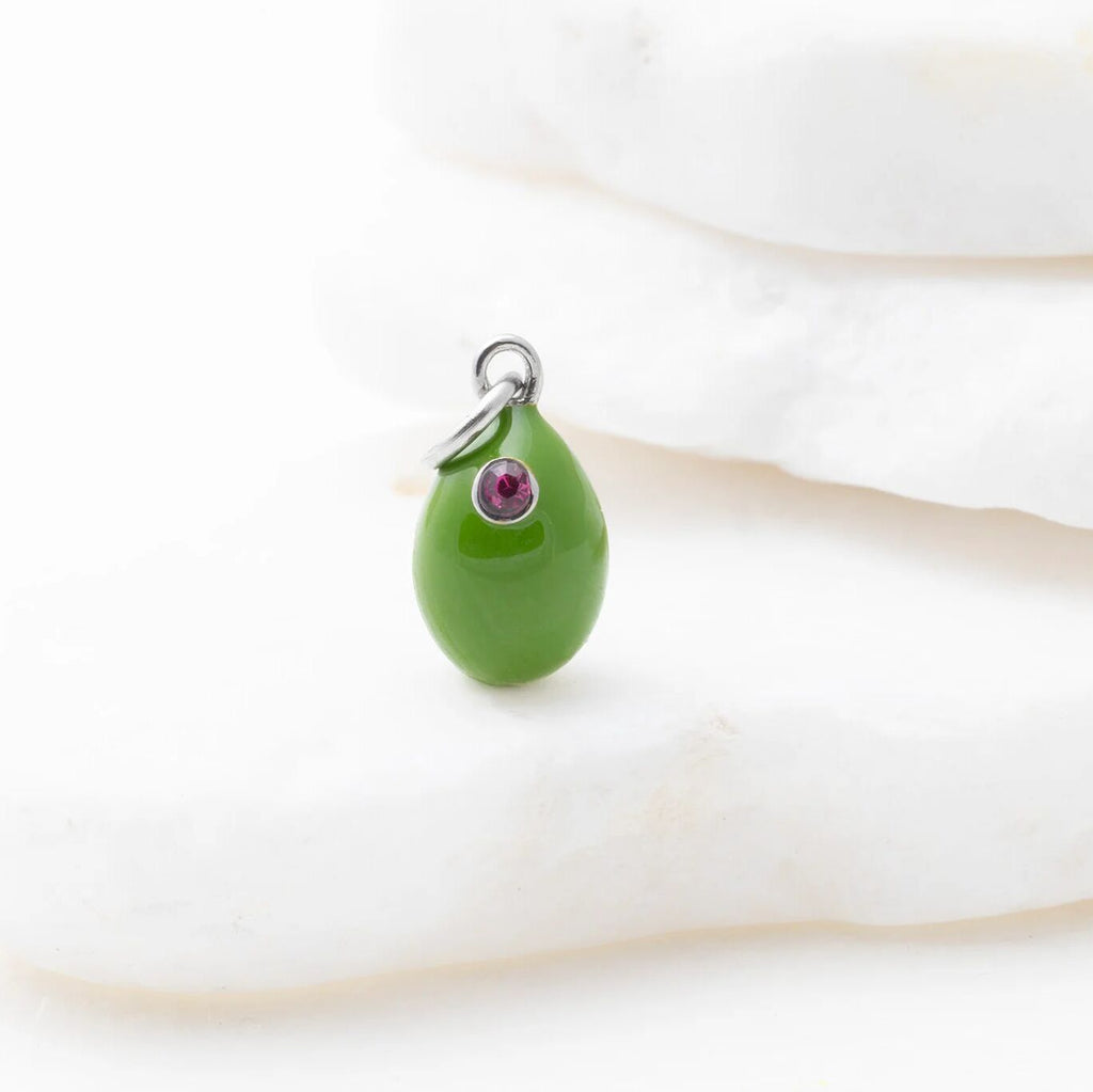18K Gold PVD Stainless Steel Martini Olive Charm- silver studio