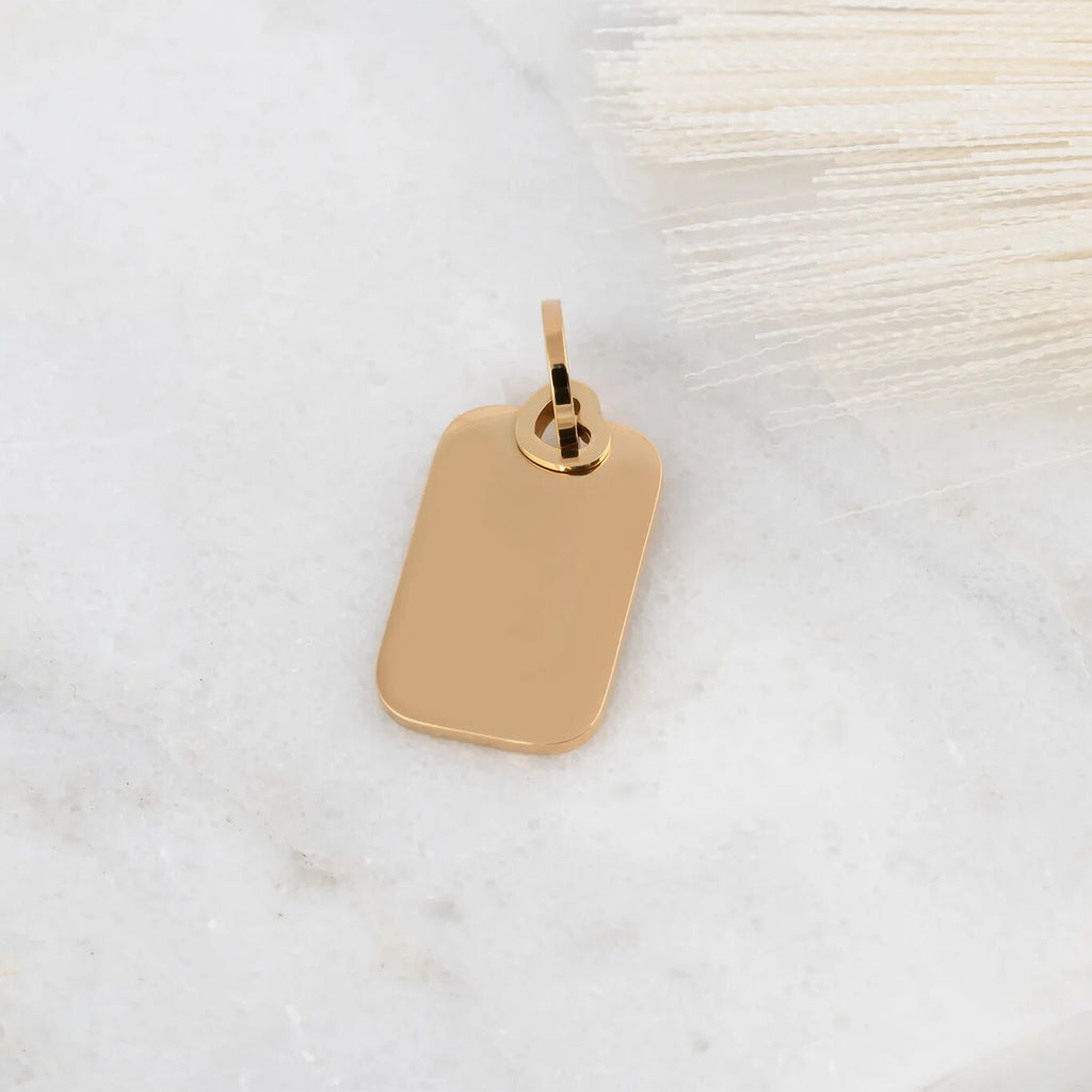 18K Gold PVD Stainless Steel Mini Tag Charm- gold studio 