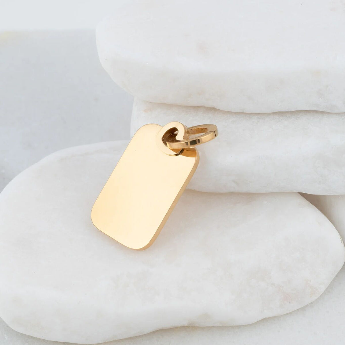 18K Gold PVD Stainless Steel Mini Tag Charm- gold studio 