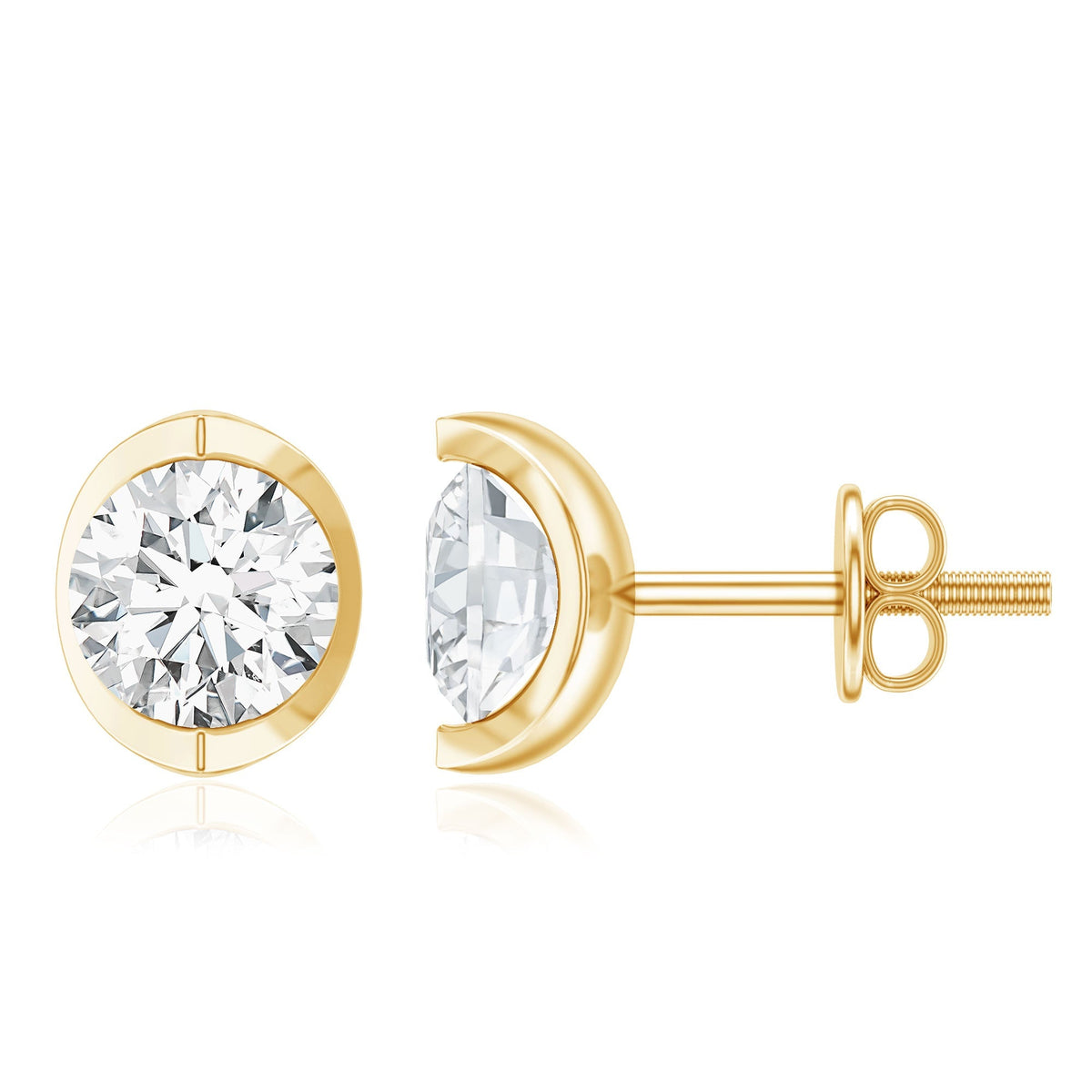 Minimalist 0.63 Carat Round Moissanite Solitaire Stud Earrings