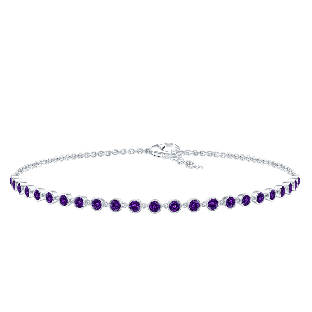 Minimalist Bezel Set Amethyst Chain Bracelet