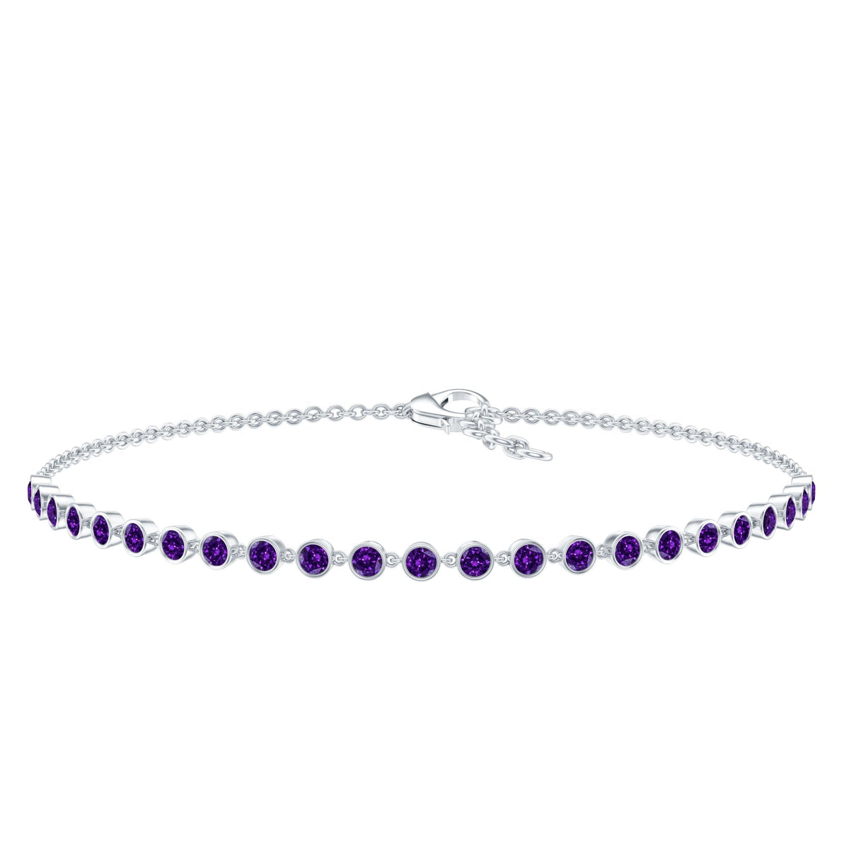 Minimalist Bezel Set Amethyst Chain Bracelet