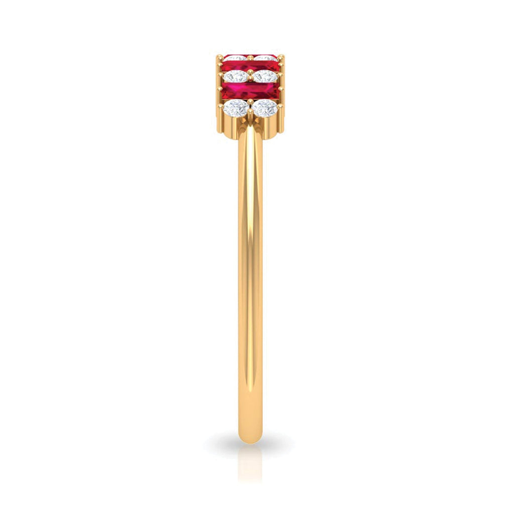 Minimalist Lab Created Ruby and Diamond Cluster Promise Ring
