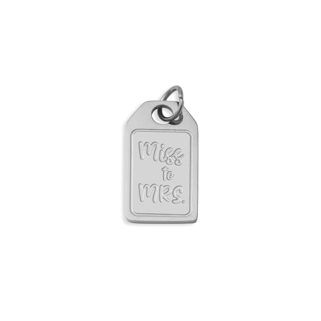 18K Gold PVD Stainless Steel Miss to Mrs tag Charm- silver main 