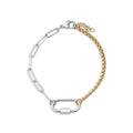 Mixed Metal Bracelet – Adjustable Split Chain Paperclip Link With Carabiner Clasp - Charm holder | Sunflower Soul Boutique