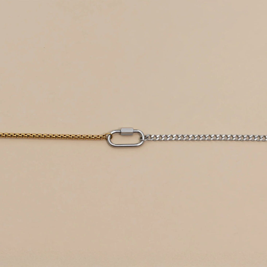 Mixed Metal Bracelet – Adjustable Split Chain With Carabiner Clasp | Hypoallergenic Jewelry - bracelet | Sunflower Soul Boutique
