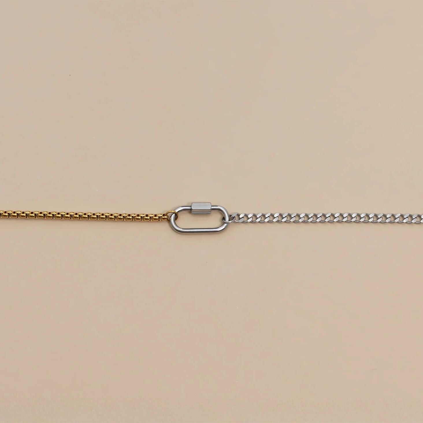 Mixed Metal Bracelet – Adjustable Split Chain With Carabiner Clasp | Hypoallergenic Jewelry - bracelet | Sunflower Soul Boutique