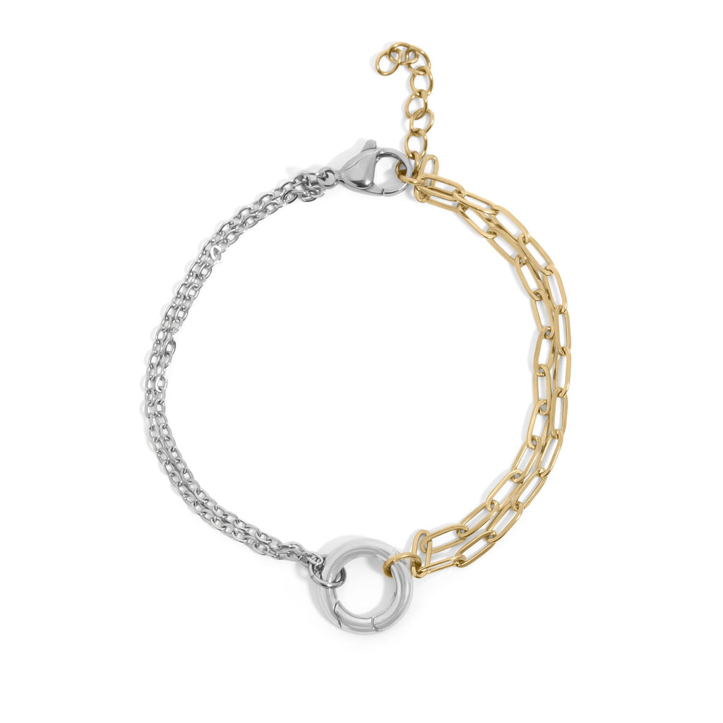 Mixed Metal Charm Bracelet – Adjustable Double Chain 18K Gold & Silver Layered - bracelet | Sunflower Soul Boutique