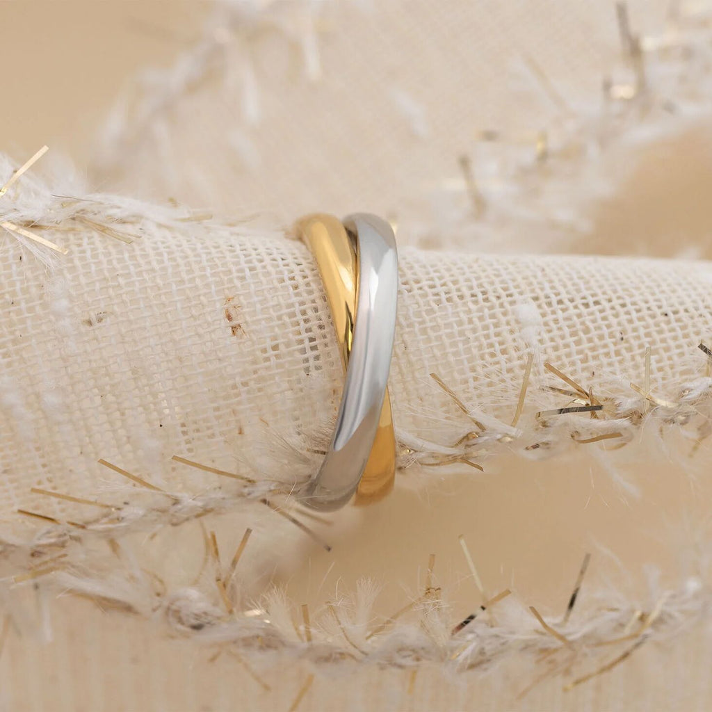 Mixed Metal Ring – 18K Gold PVD Stainless Steel Intertwined Band, Hypoallergenic Jewelry - Ring | Sunflower Soul Boutique