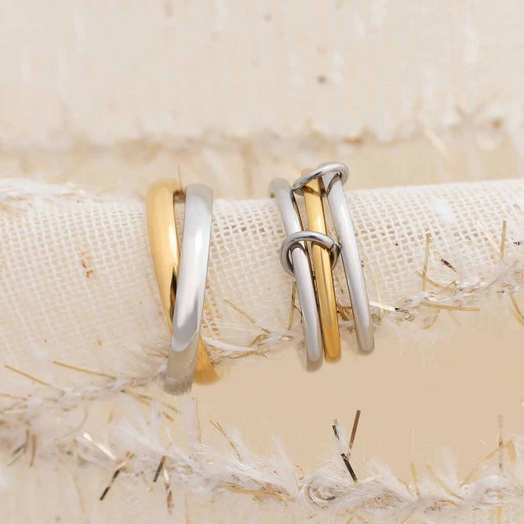 Mixed Metal Ring – 18K Gold PVD Stainless Steel Intertwined Band, Hypoallergenic Jewelry - Ring | Sunflower Soul Boutique