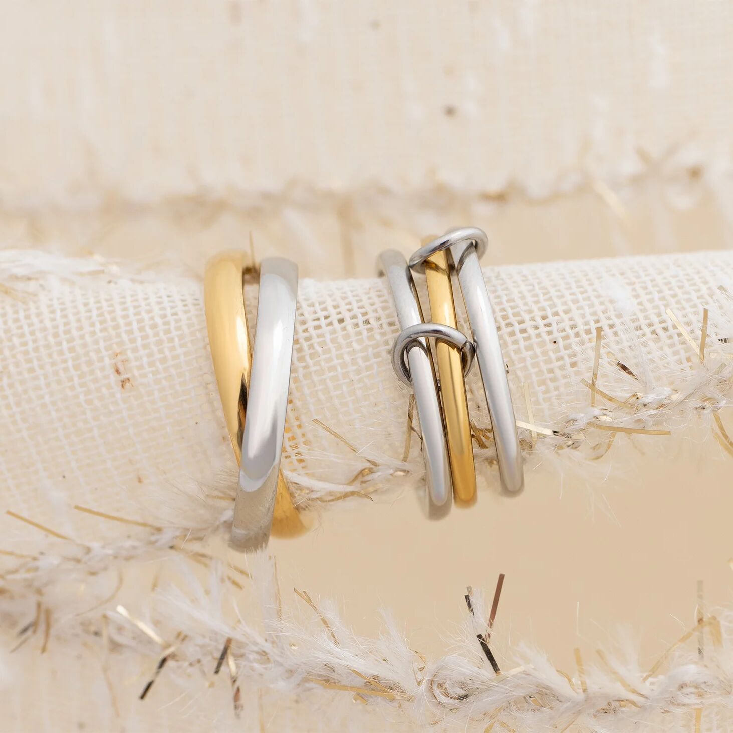 Mixed Metal Ring – 18K Gold PVD Stainless Steel Intertwined Band, Hypoallergenic Jewelry - Ring | Sunflower Soul Boutique