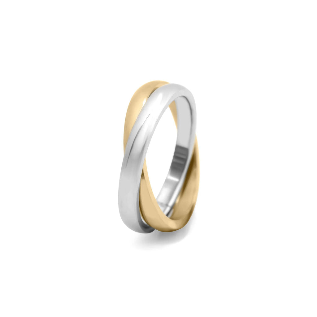 Mixed Metal Ring – 18K Gold PVD Stainless Steel Intertwined Band, Hypoallergenic Jewelry - Ring | Sunflower Soul Boutique