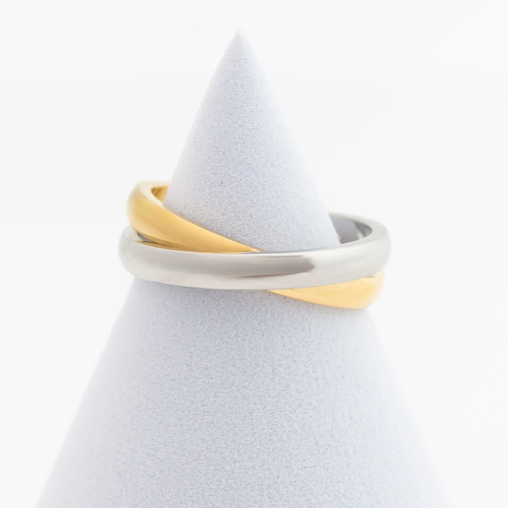 Mixed Metal Ring – 18K Gold PVD Stainless Steel Intertwined Band, Hypoallergenic Jewelry - Ring | Sunflower Soul Boutique