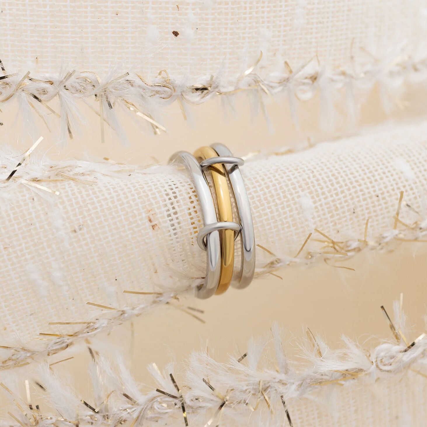 Mixed Metal Ring – 18K Gold Triple Intertwined Layered Metal Band | Scratch Resistant - Ring | Sunflower Soul Boutique