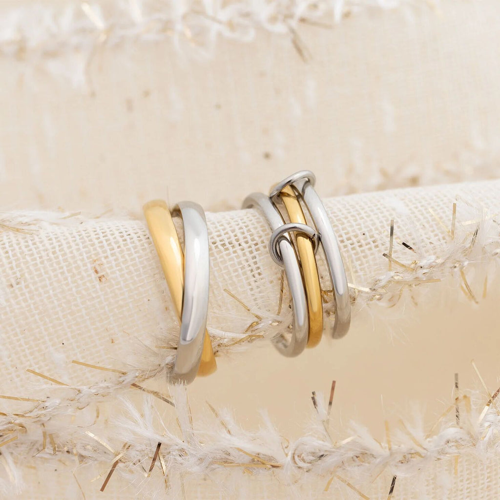 Mixed Metal Ring – 18K Gold Triple Intertwined Layered Metal Band | Scratch Resistant - Ring | Sunflower Soul Boutique
