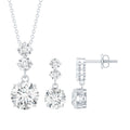 Moissanite 3 Stone Dangle Necklace and Earrings Set