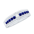 Moissanite Anniversary Band, Blue Sapphire Prong Setting Ring