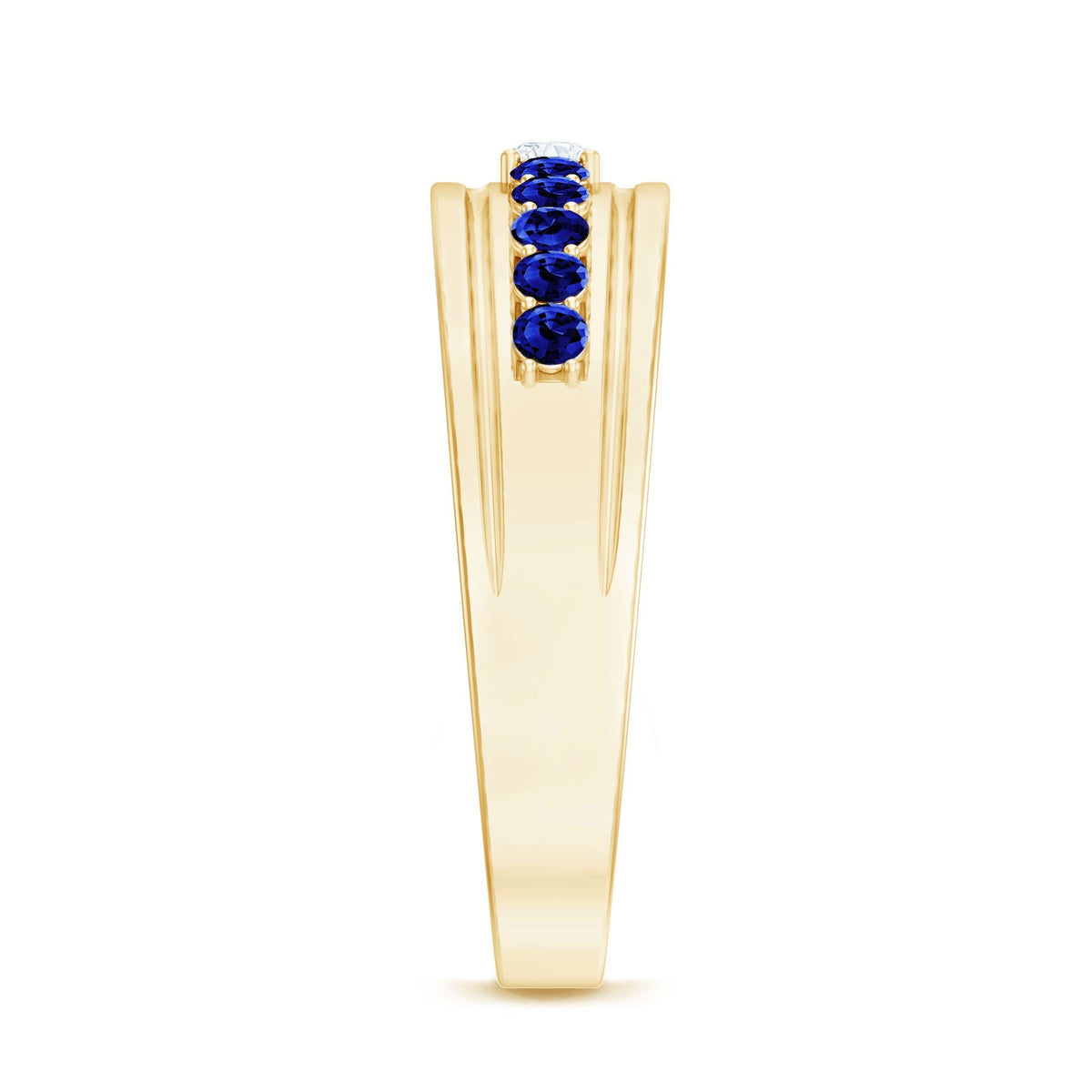 Moissanite Anniversary Band, Blue Sapphire Prong Setting Ring