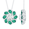 Moissanite Emerald Necklace – 2 Carat Flower Pendant Necklace | Silver Cocktail Pendant